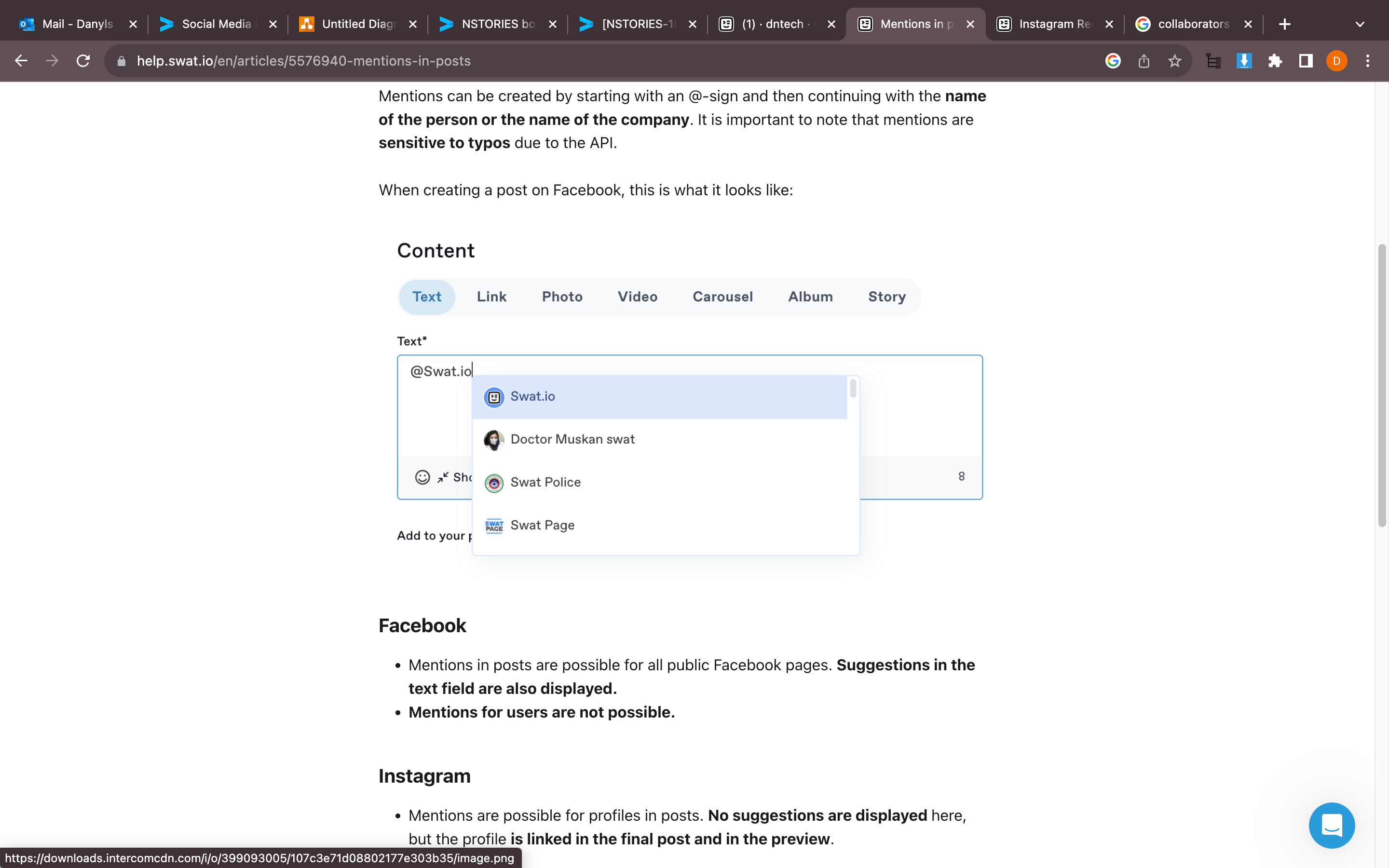Mention suggestions while writing a post